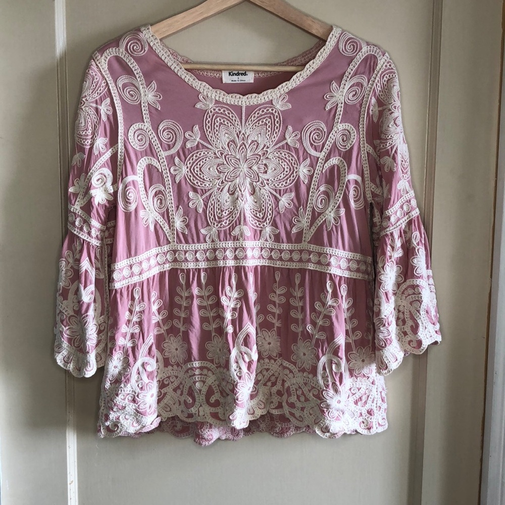 Kindred bell sleeve embroidered top